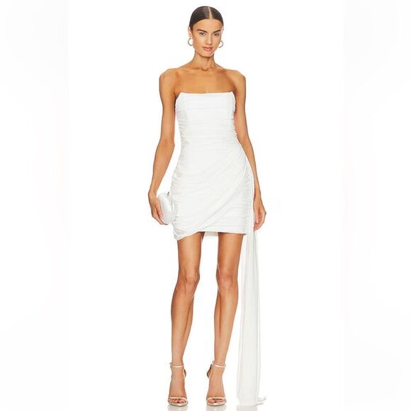 NWT Elliat Linda Dress Ivory white mesh mini draped bodycon Revolve S - Picture 1 of 10